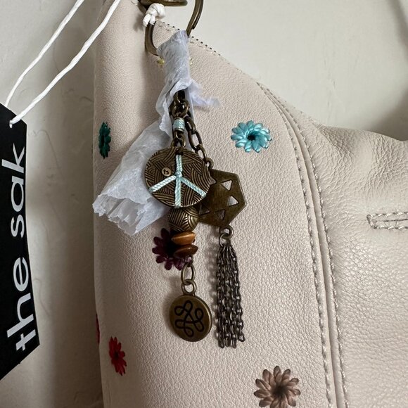 The Sak Sequoia Leather Hobo Bag Cream Embroidered Flowers Floral Purse - Picture 6 of 11